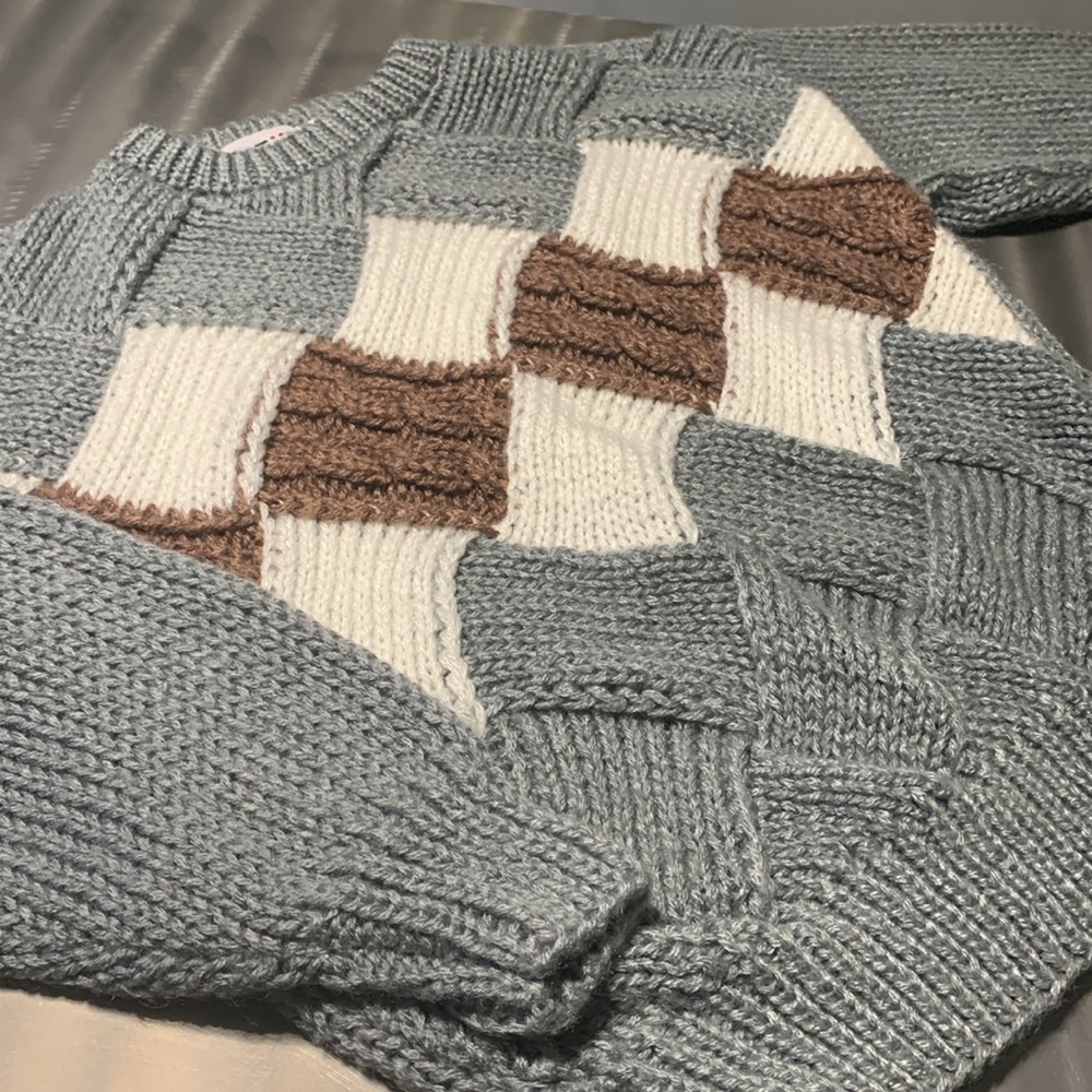 Vintage Forum Gray & Brown Argyle Sweater Size L